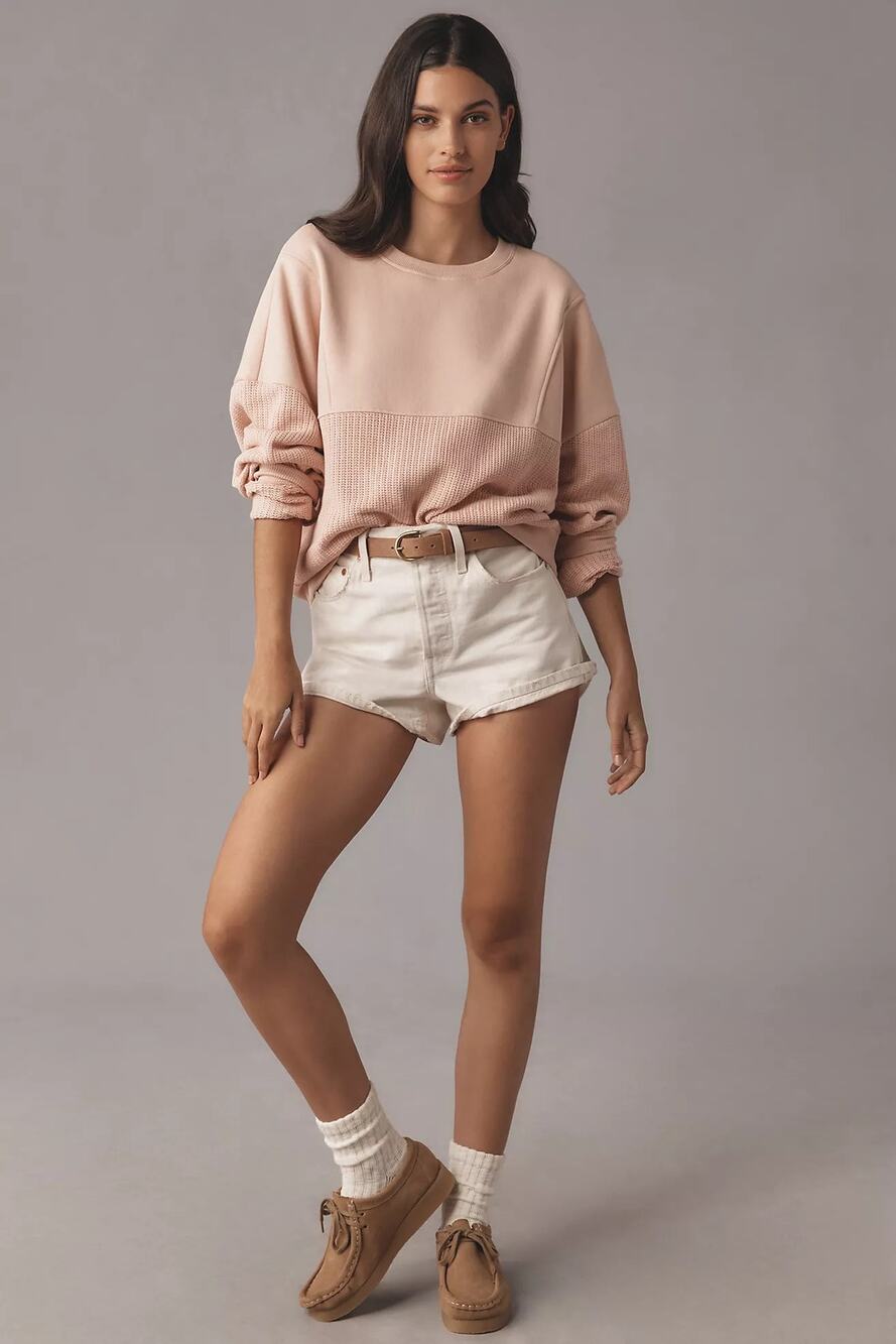 Pilcro Mixed Rib Sweatshirt,